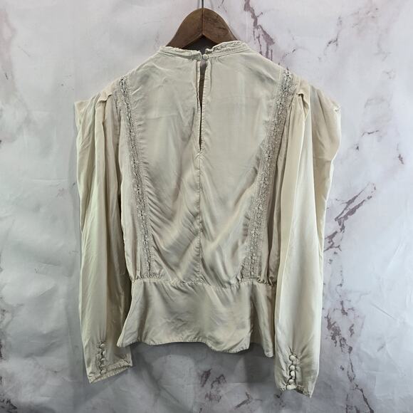 & Other Stories Shirt Womens 2 XS Beige Peasant Blouse Paris Renaissance - Picture 5 of 13